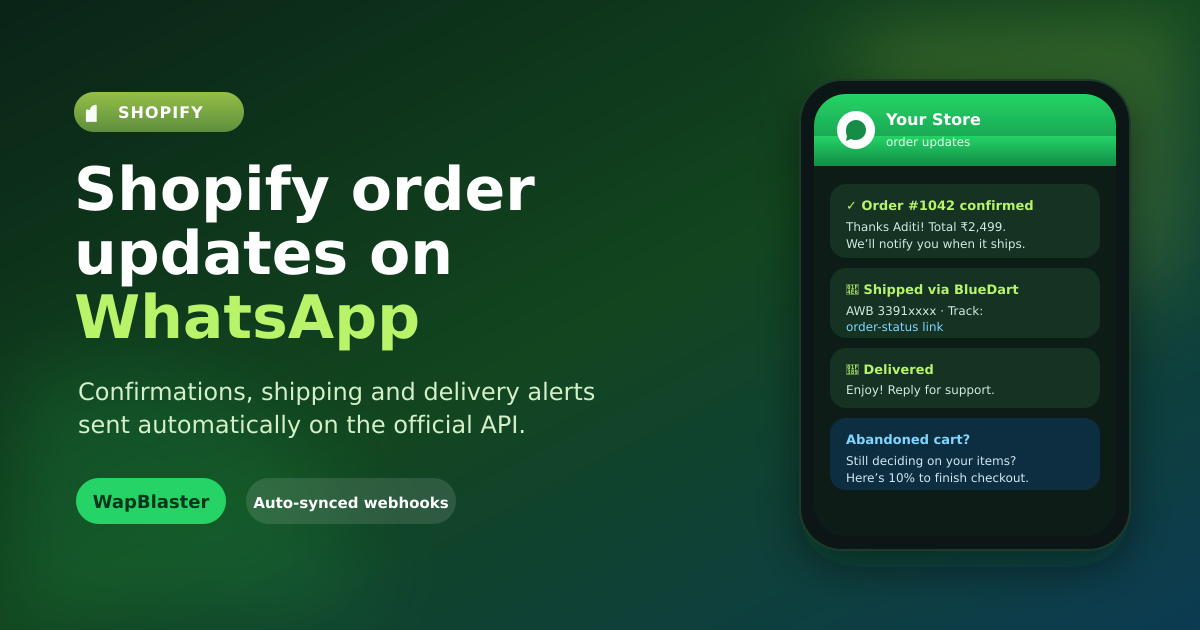 Shopify WhatsApp Notifications: Automate Order Confirmations, Shipping and Delivery Updates