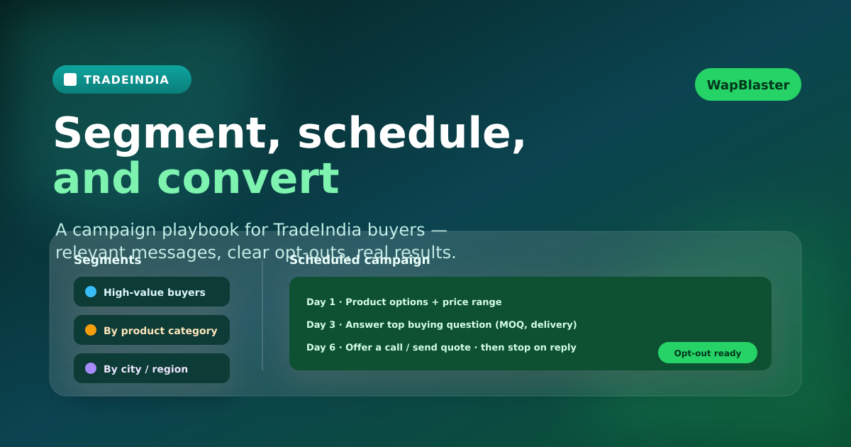 TradeIndia WhatsApp Follow-Up: A Compliant Campaign Playbook That Converts