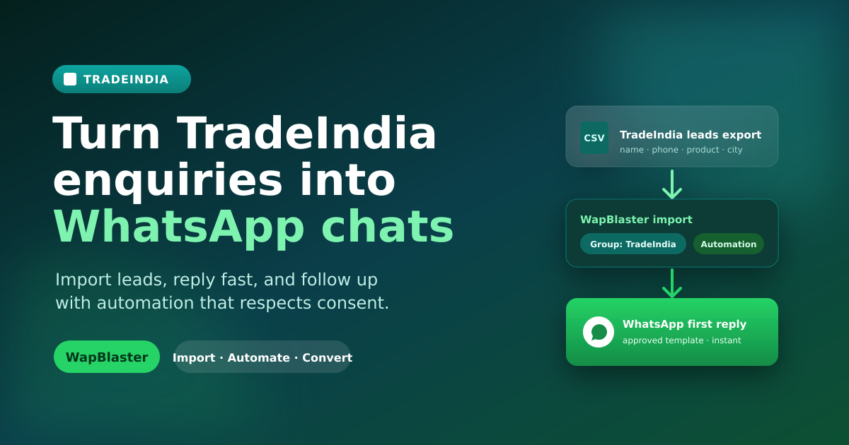 How to Automate TradeIndia Leads on WhatsApp (Import, First Reply and Follow-Up)
