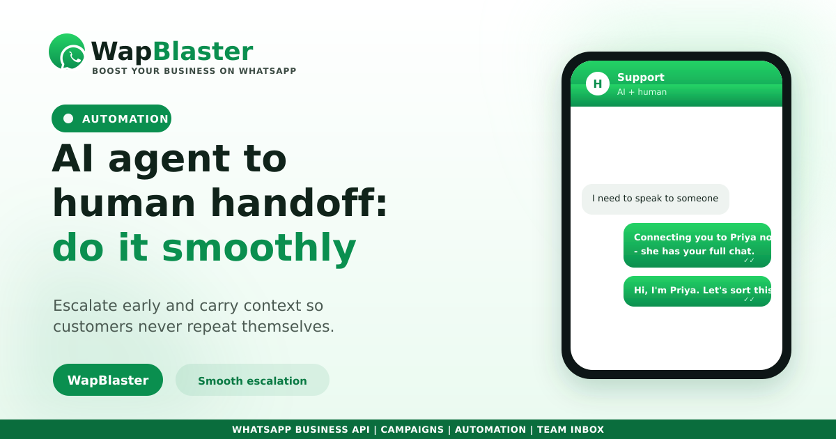 WhatsApp AI Agent to Human Handoff: Best Practices (2026)