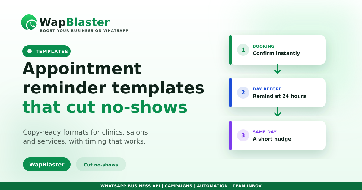 WhatsApp Appointment Reminder Templates That Cut No-Shows (2026)