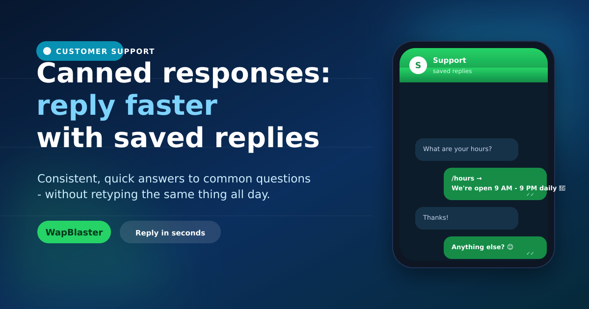 WhatsApp Canned Responses: Reply Faster with Saved Replies (2026)