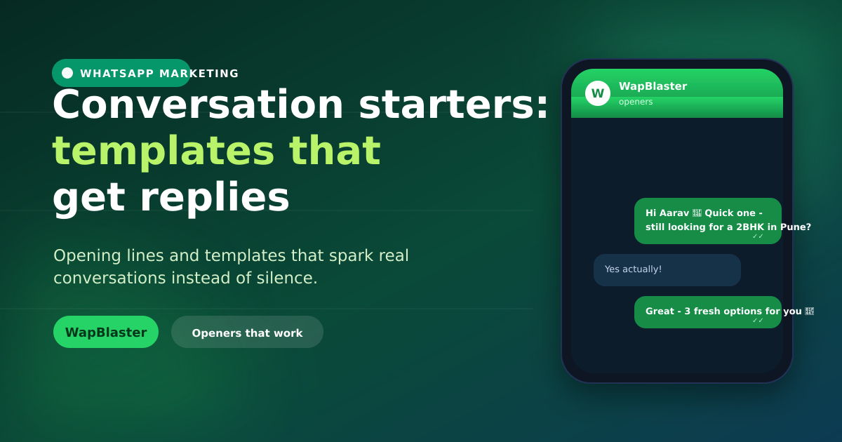 WhatsApp Conversation Starters: Templates That Get Replies (2026)