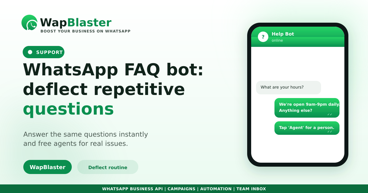 WhatsApp FAQ Bot: Deflect Repetitive Questions (2026)