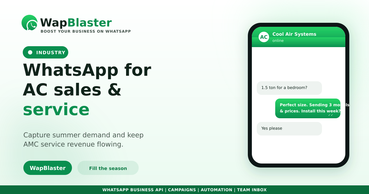 WhatsApp for AC Sales and Service: Fill the Season (2026)