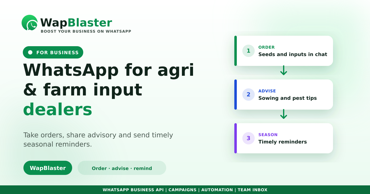 WhatsApp for Agri and Farm Input Dealers: Orders, Advisory and Seasonal Reminders (2026)