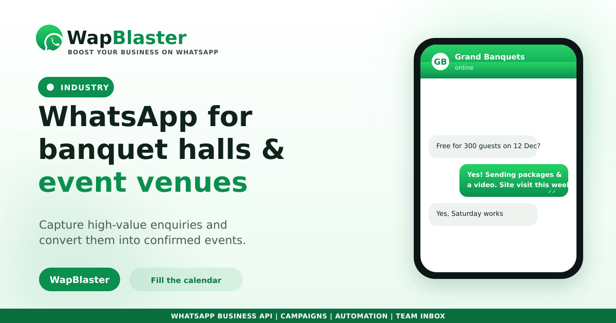 WhatsApp for Banquet Halls and Event Venues (2026)