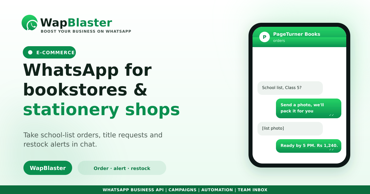 WhatsApp for Bookstores and Stationery Shops: Orders, School Lists and Restocks (2026)