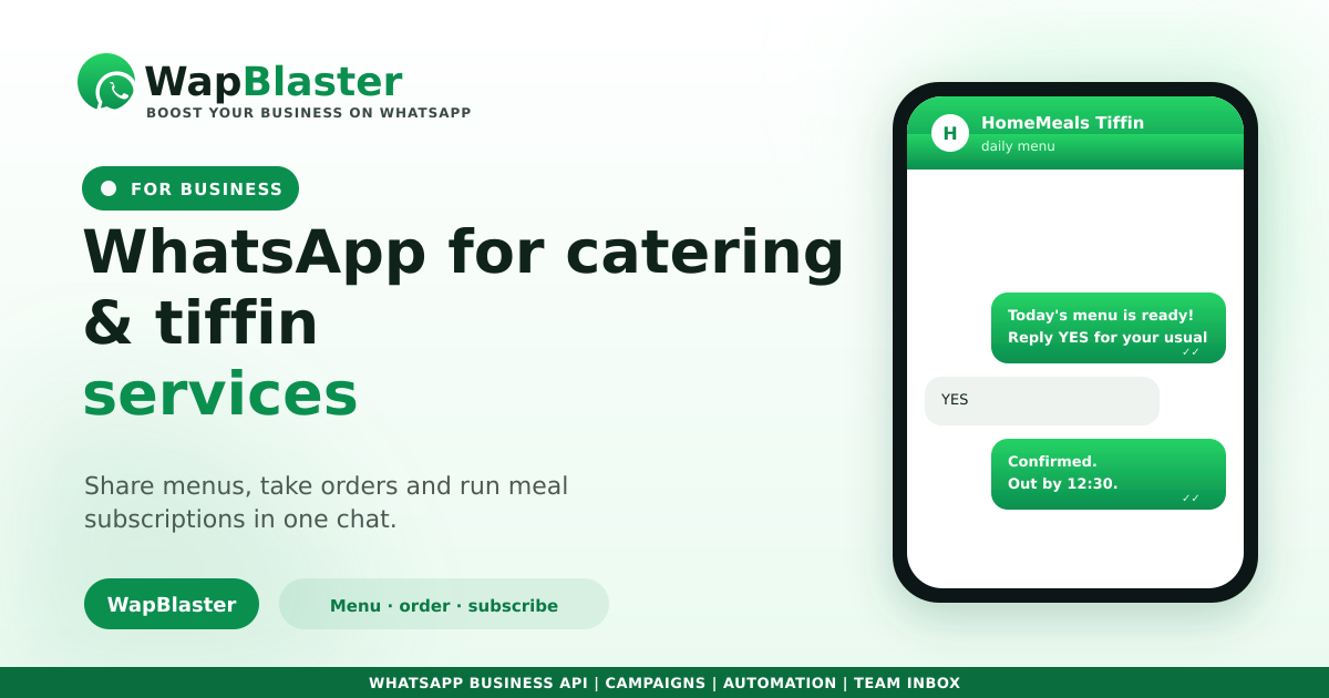 WhatsApp for Catering and Tiffin Services: Orders, Menus and Subscriptions (2026)