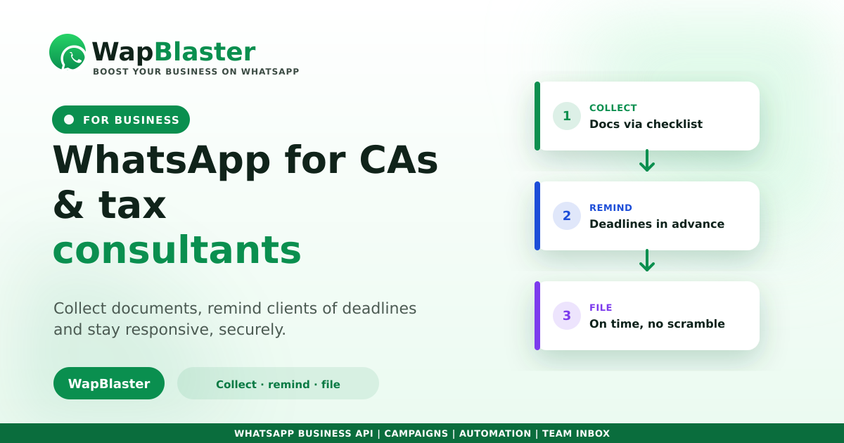 WhatsApp for CAs and Tax Consultants: Client Documents, Deadlines and Reminders (2026)