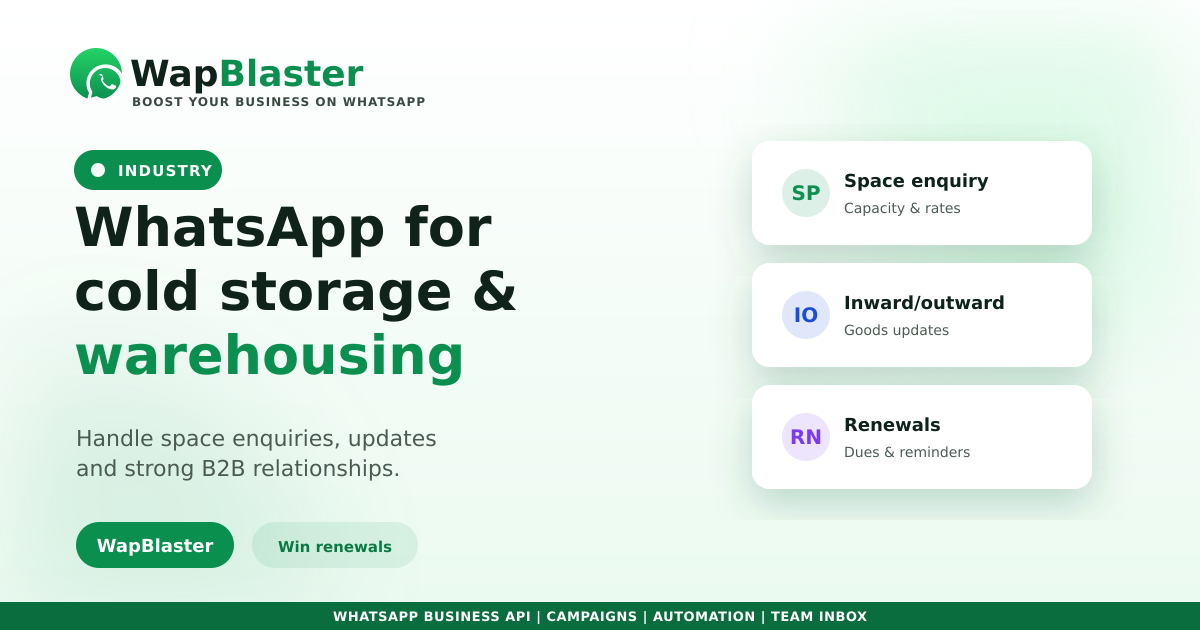 WhatsApp for Cold Storage and Warehousing (2026)