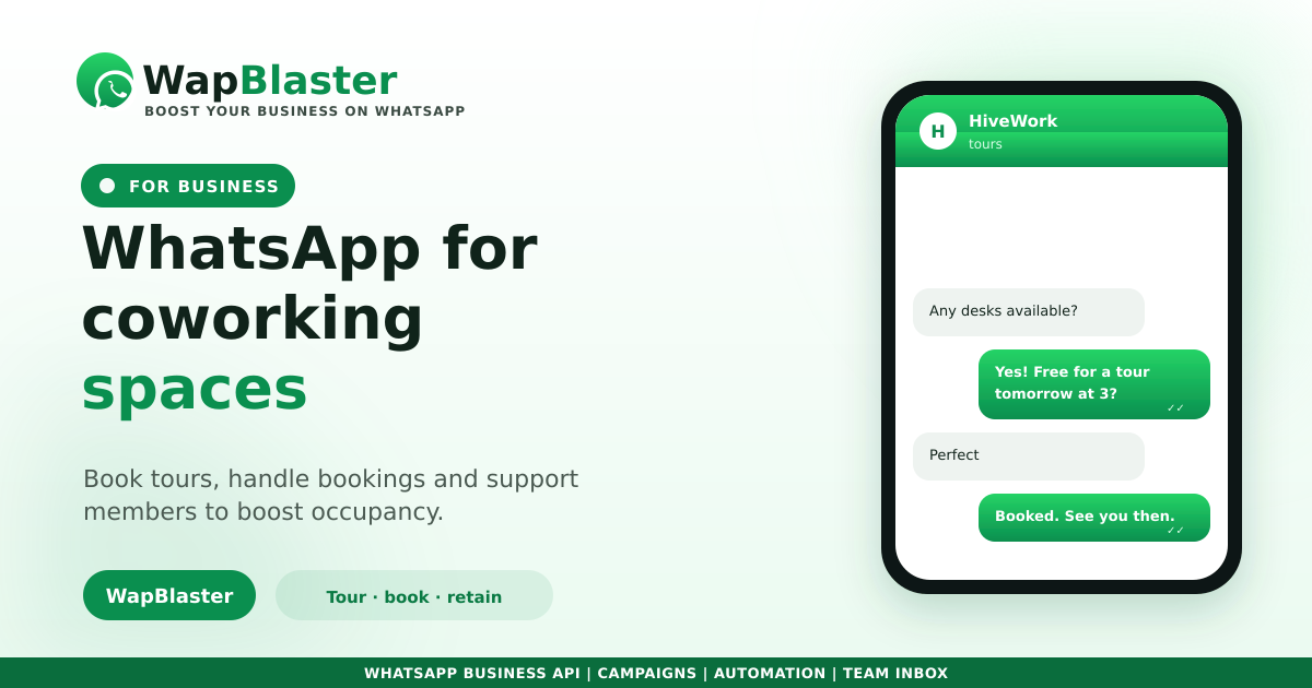 WhatsApp for Coworking Spaces: Tours, Bookings and Member Support (2026)
