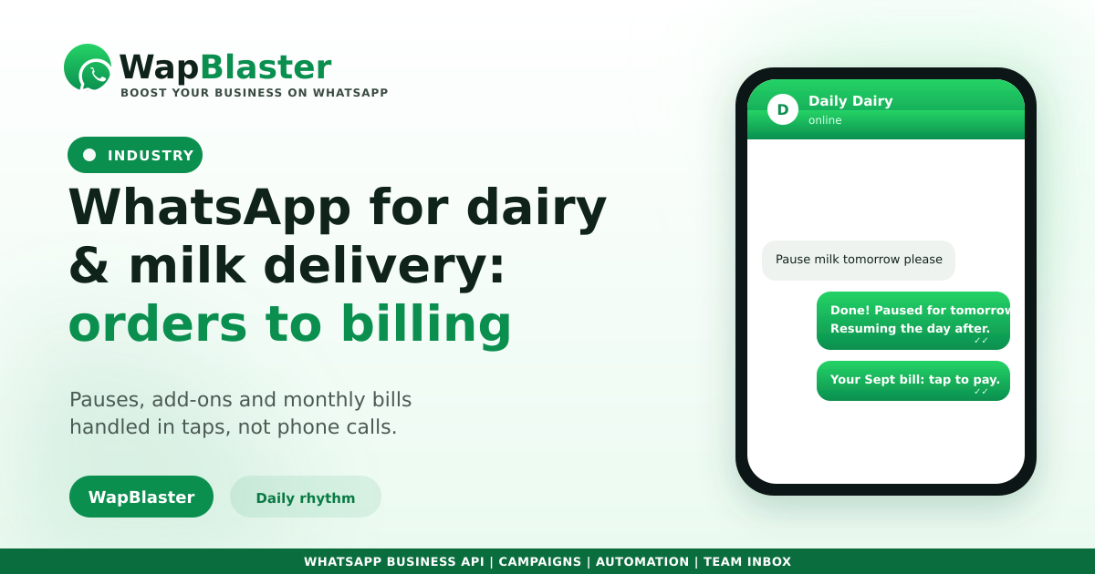 WhatsApp for Dairy and Milk Delivery Businesses (2026)