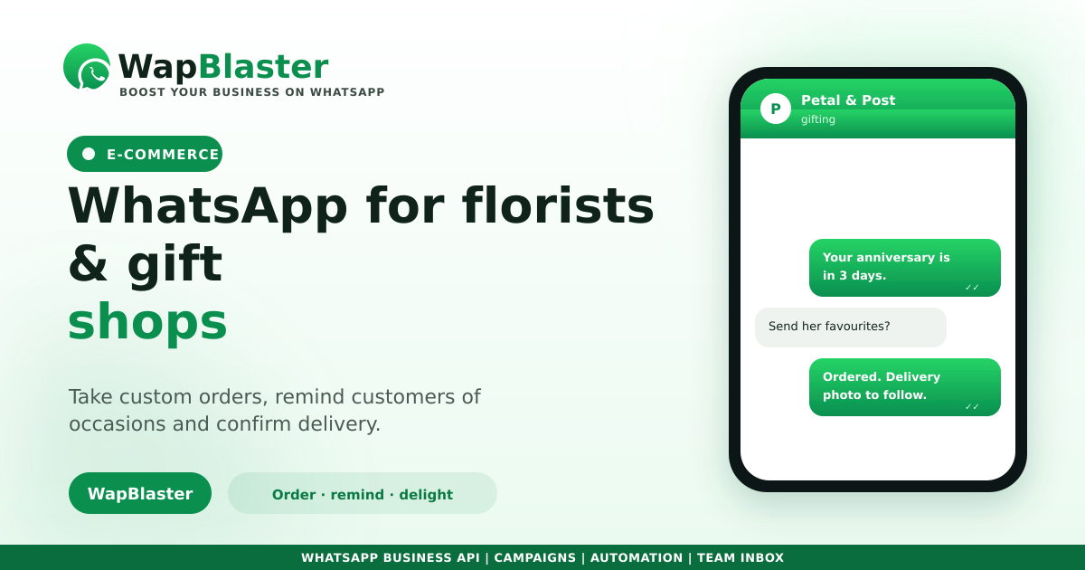 WhatsApp for Florists and Gift Shops: Orders, Occasions and Delivery (2026)