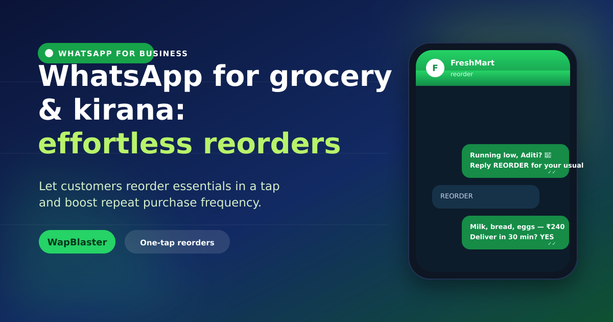 WhatsApp for Grocery and Kirana: Effortless Quick-Commerce Reorders (2026)