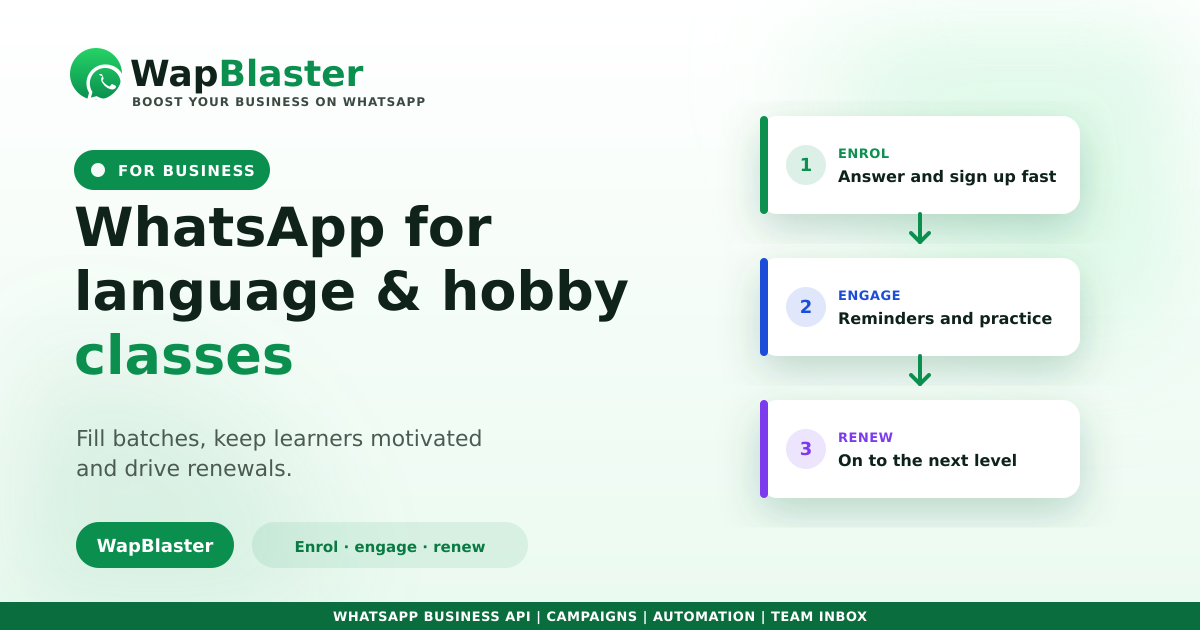 WhatsApp for Language and Hobby Classes: Enrolments, Batches and Engagement (2026)