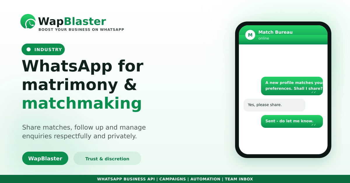 WhatsApp for Matrimony and Matchmaking Services (2026)