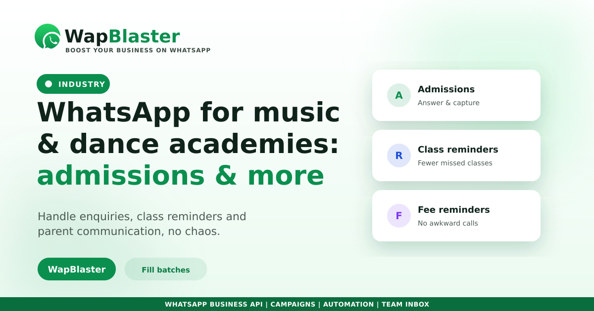 WhatsApp for Music and Dance Academies (2026)