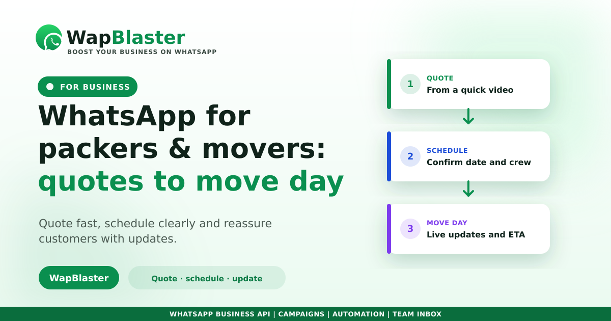 WhatsApp for Packers and Movers: Quotes, Scheduling and Updates (2026)