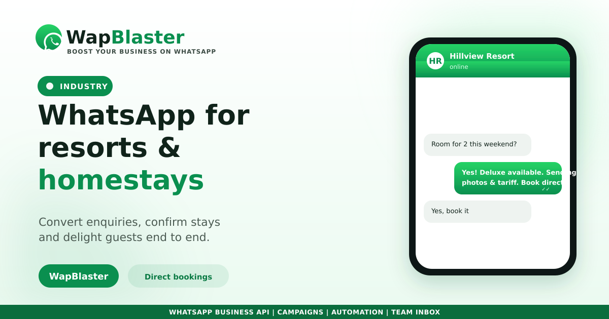 WhatsApp for Resorts and Homestays (2026)