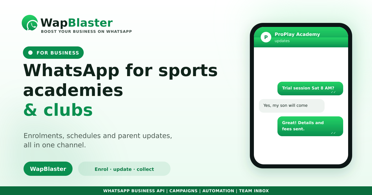 WhatsApp for Sports Academies and Clubs: Enrolments, Schedules and Parent Updates (2026)