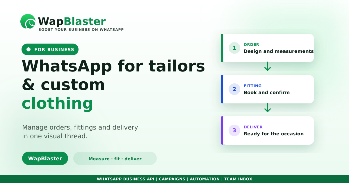 WhatsApp for Tailors and Custom Clothing: Measurements, Fittings and Delivery (2026)