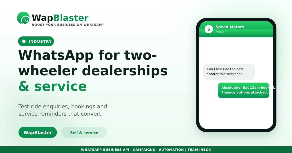 WhatsApp for Two-Wheeler Dealerships and Service (2026)