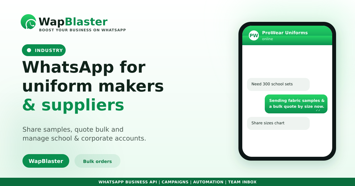 WhatsApp for Uniform Manufacturers and Suppliers (2026)
