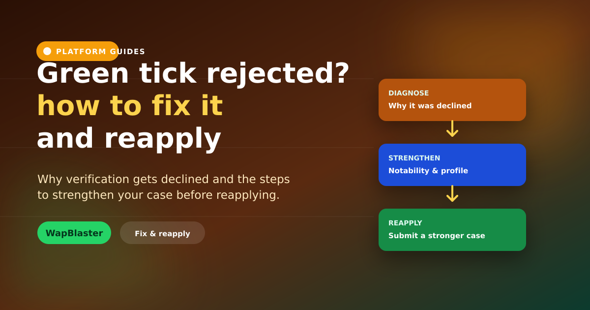 WhatsApp Green Tick Application Rejected? How to Fix It and Reapply (2026)