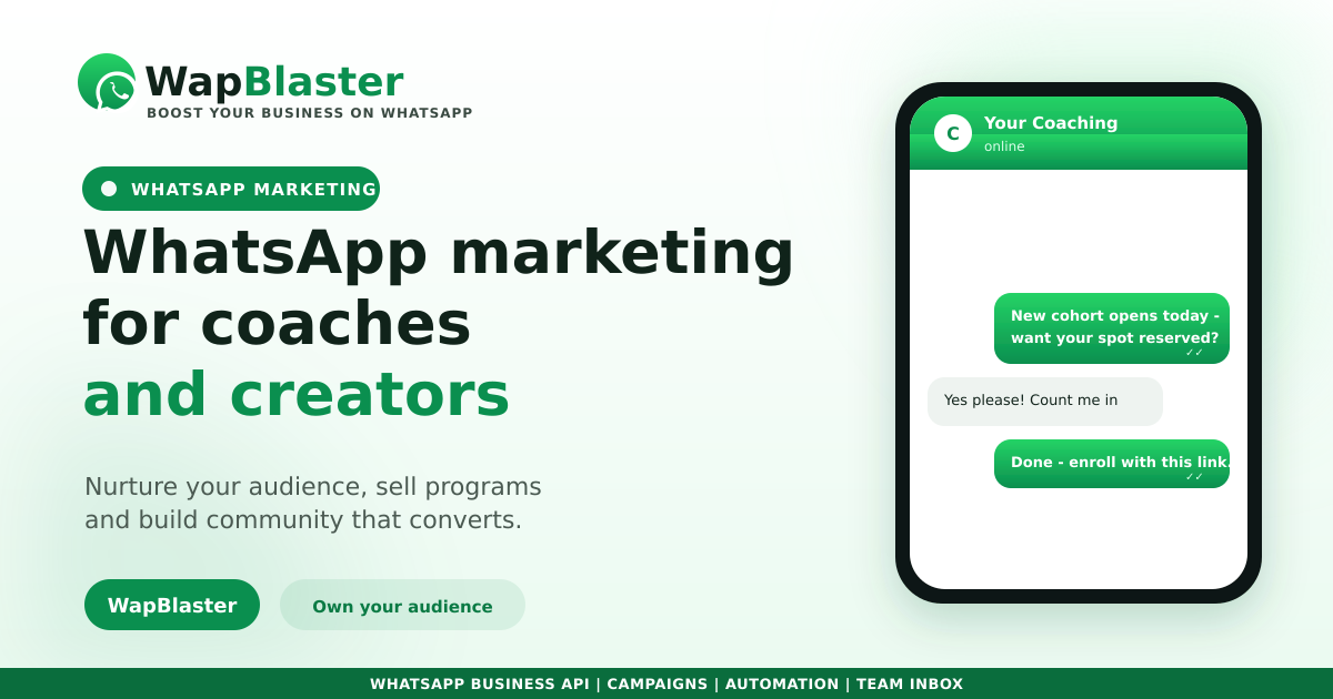 WhatsApp Marketing for Coaches and Creators (2026 Guide)