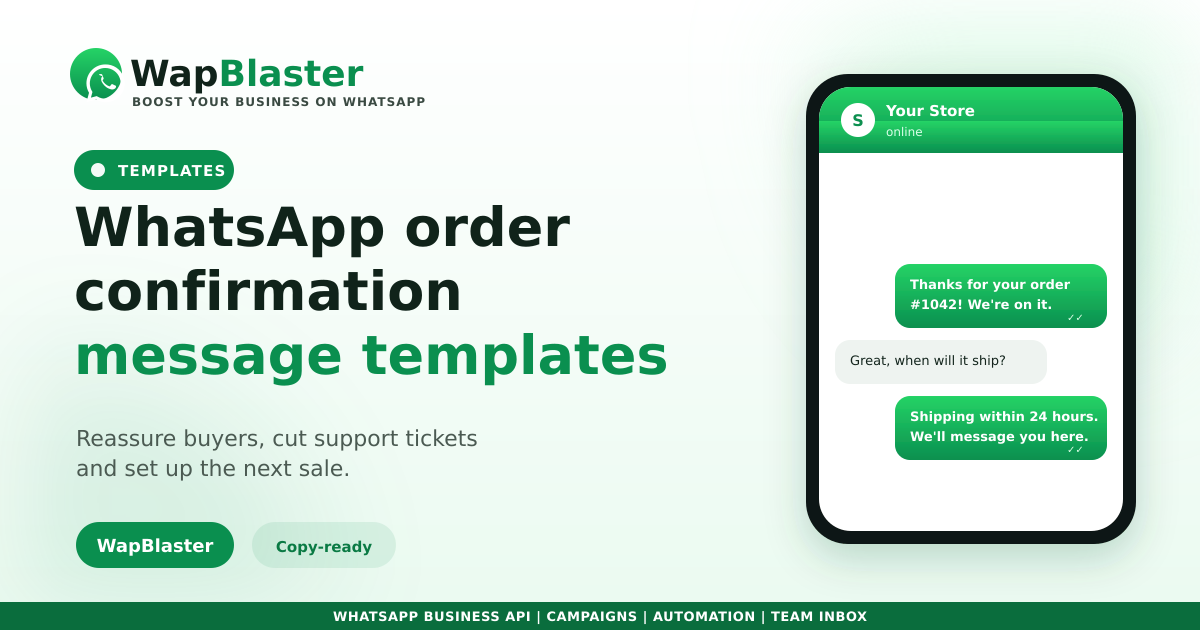 WhatsApp Order Confirmation Message Templates (2026)