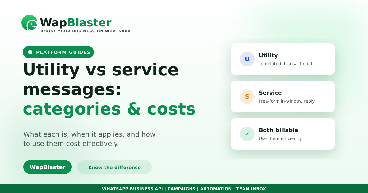 WhatsApp Utility vs Service Messages: Categories and Costs After 2026